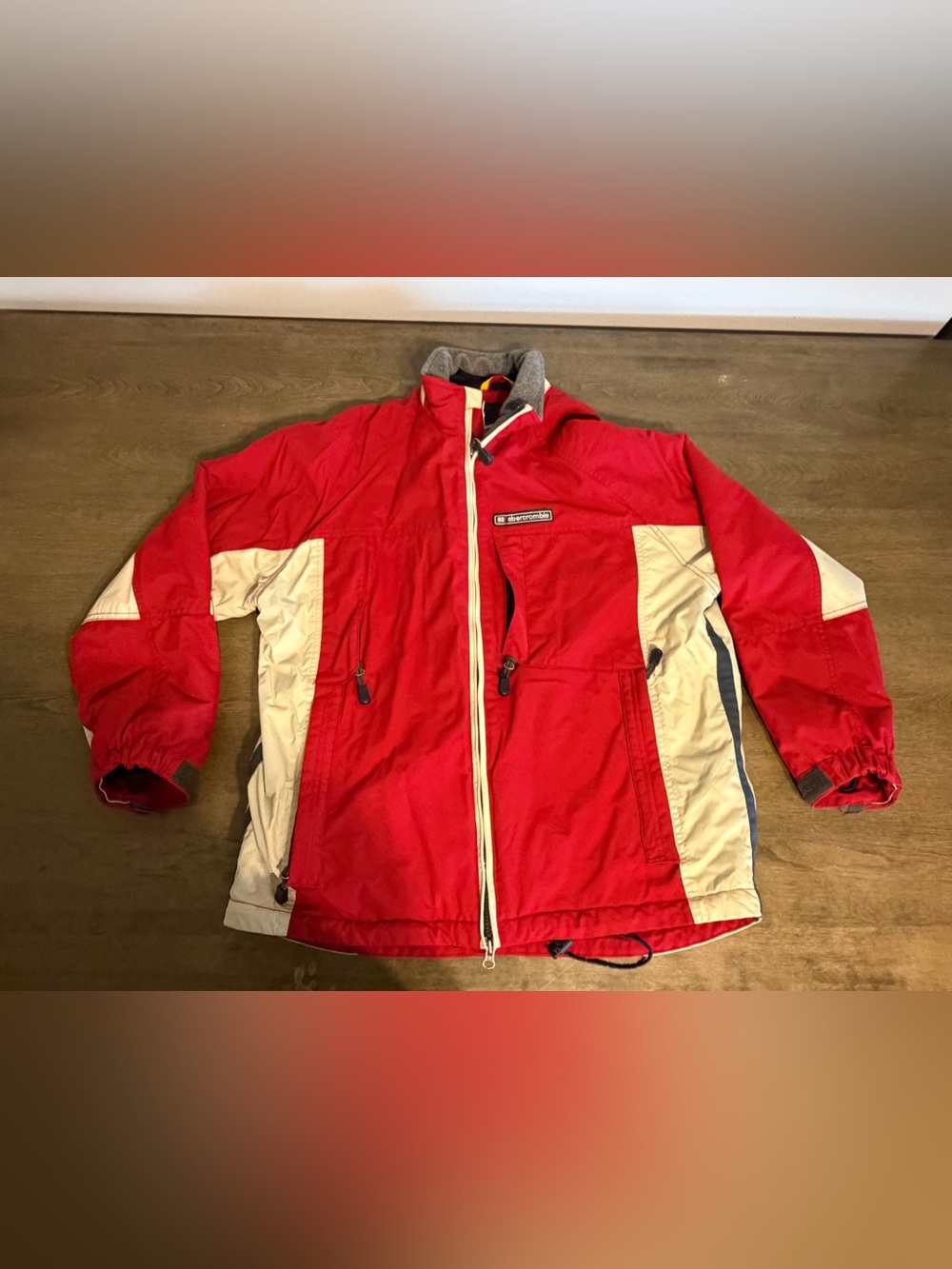 Vintage Abercrombie & Fitch Y2K Jacket Winter Coat Reversible Lined Men's XL Red